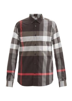 Burberry - Somerton Maxi-check Cotton-blend Twill Shirt - Mens - Grey