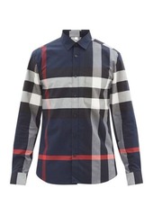 Burberry - Somerton Maxi-check Cotton-blend Twill Shirt - Mens - Navy