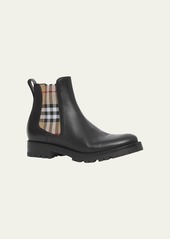 Burberry Allostock Leather Vintage Check Chelsea Booties