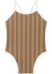 Burberry Baby Beige Stripe One-Piece Swimsuit