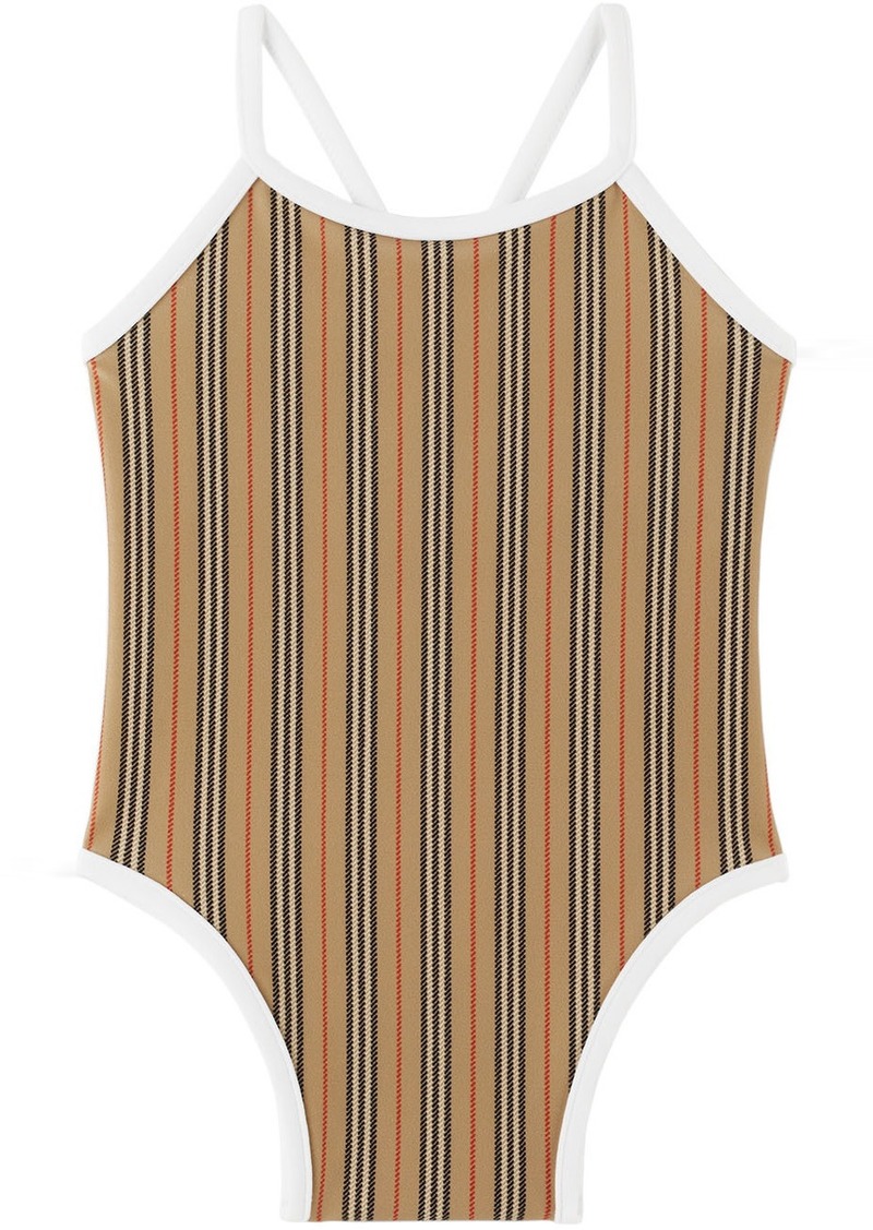 Burberry Baby Beige Stripe One-Piece Swimsuit
