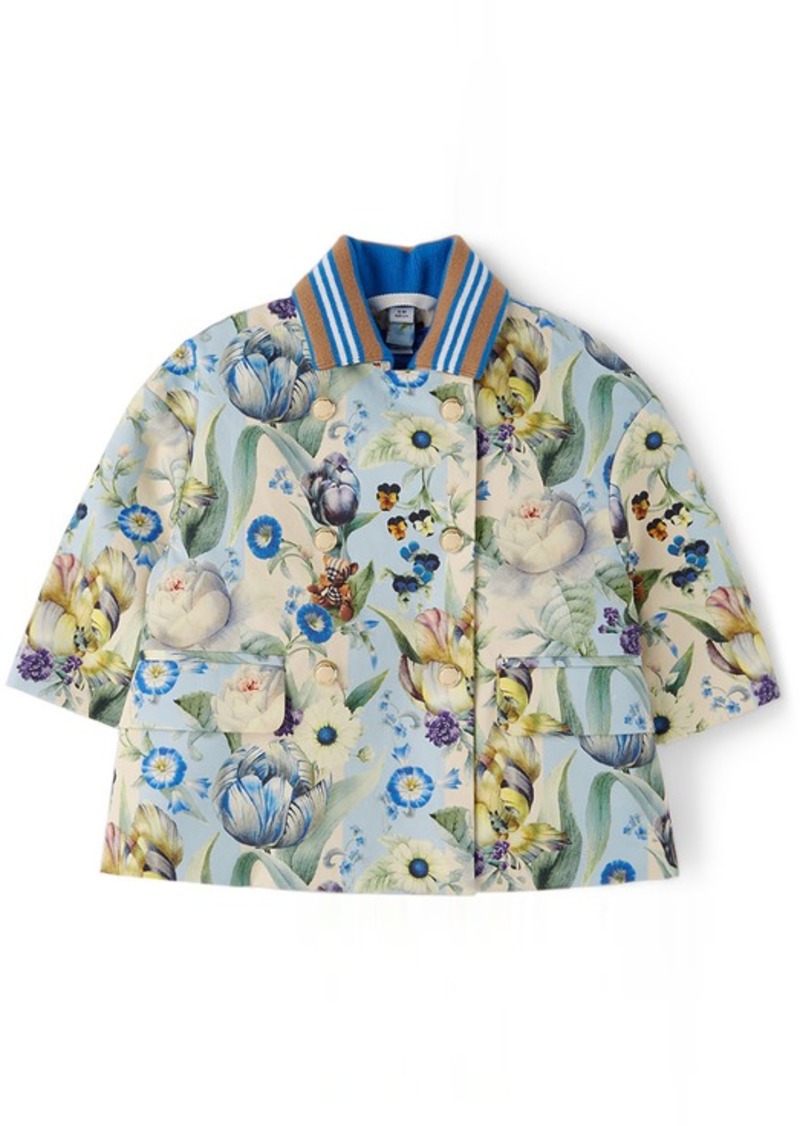 Burberry Baby Blue & Green Floral Thomas Bear Jacket