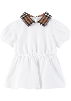 Burberry Baby White Check Collar Dress