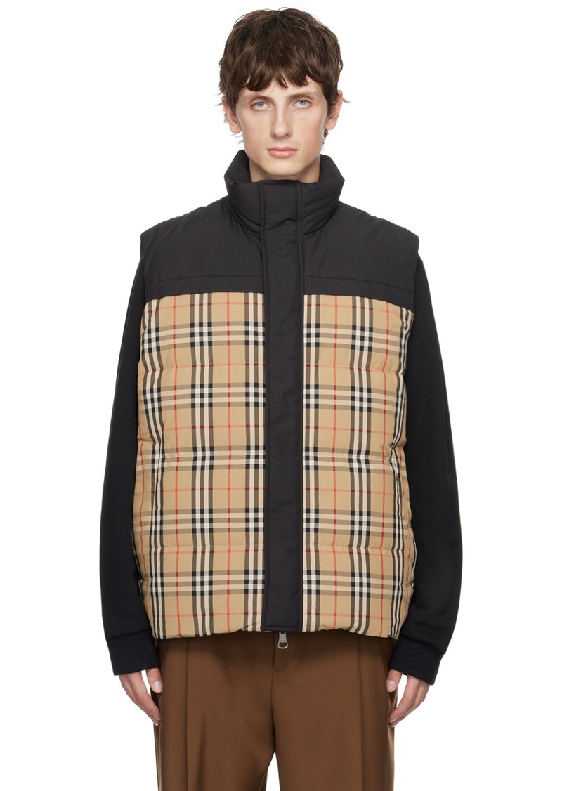 Burberry Beige & Black Check Reversible Down Vest