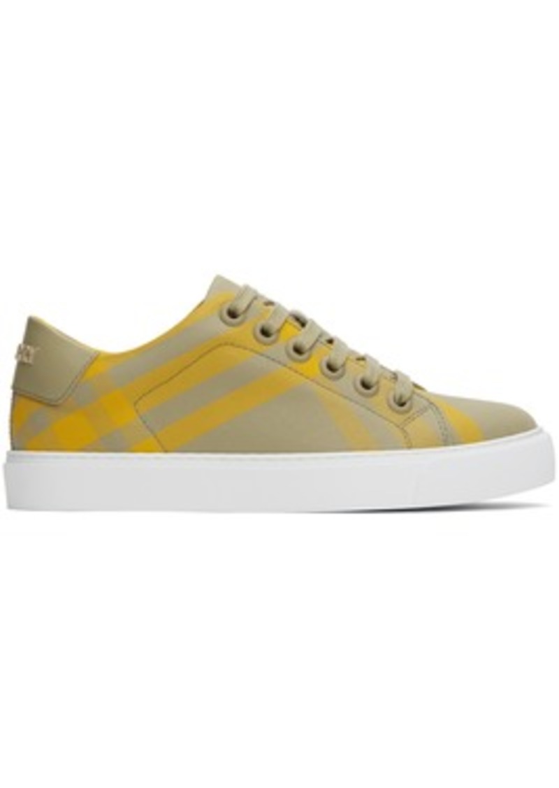 Burberry Beige & Yellow Check Sneakers