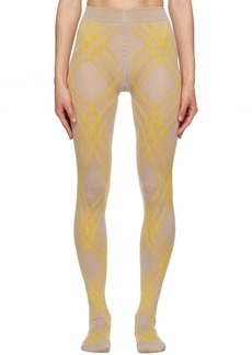 Burberry Beige & Yellow Check Tights