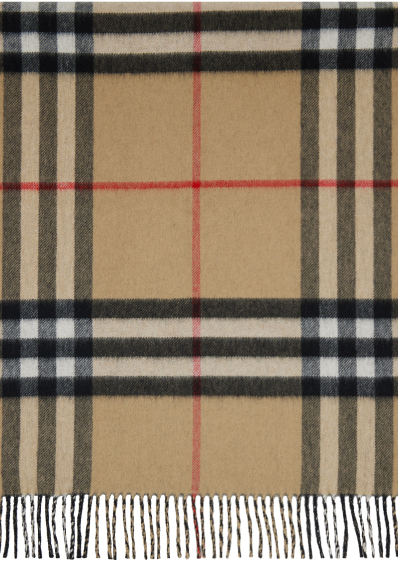 Burberry Beige Cashmere Check Scarf