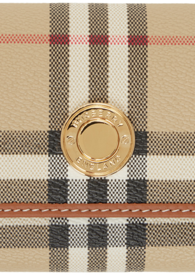 Burberry Beige Check & Leather Small Folding Wallet