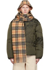 Burberry Beige Check Cashmere Hooded Scarf