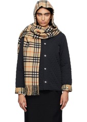 Burberry Beige Check Cashmere Hooded Scarf