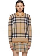 Burberry Beige Check Cashmere Jacquard Sweater
