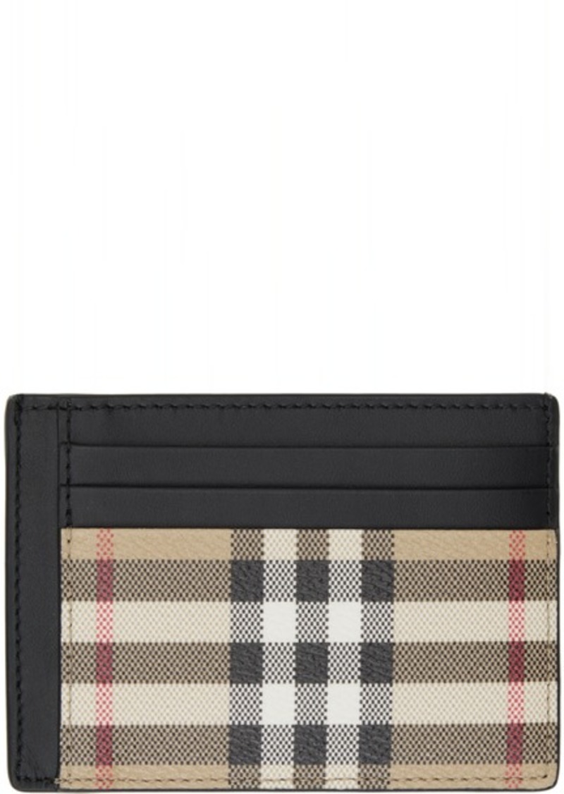 Burberry Beige Check Money Clip Card Holder