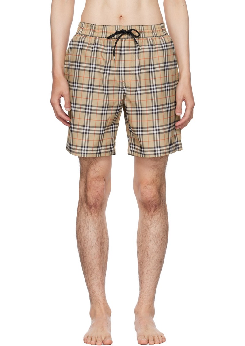 Burberry Beige Check Swim Shorts