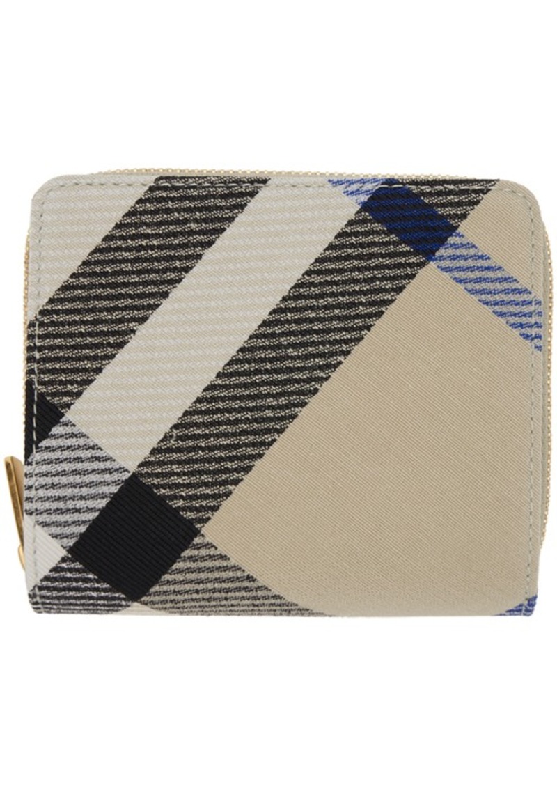 Burberry Beige Check Zip Bifold Wallet