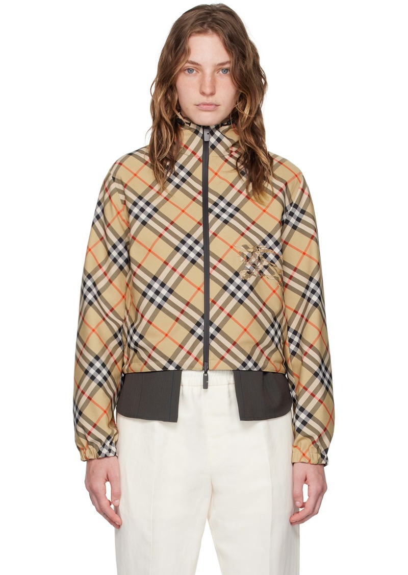 Burberry Beige Cropped Check Reversible Jacket