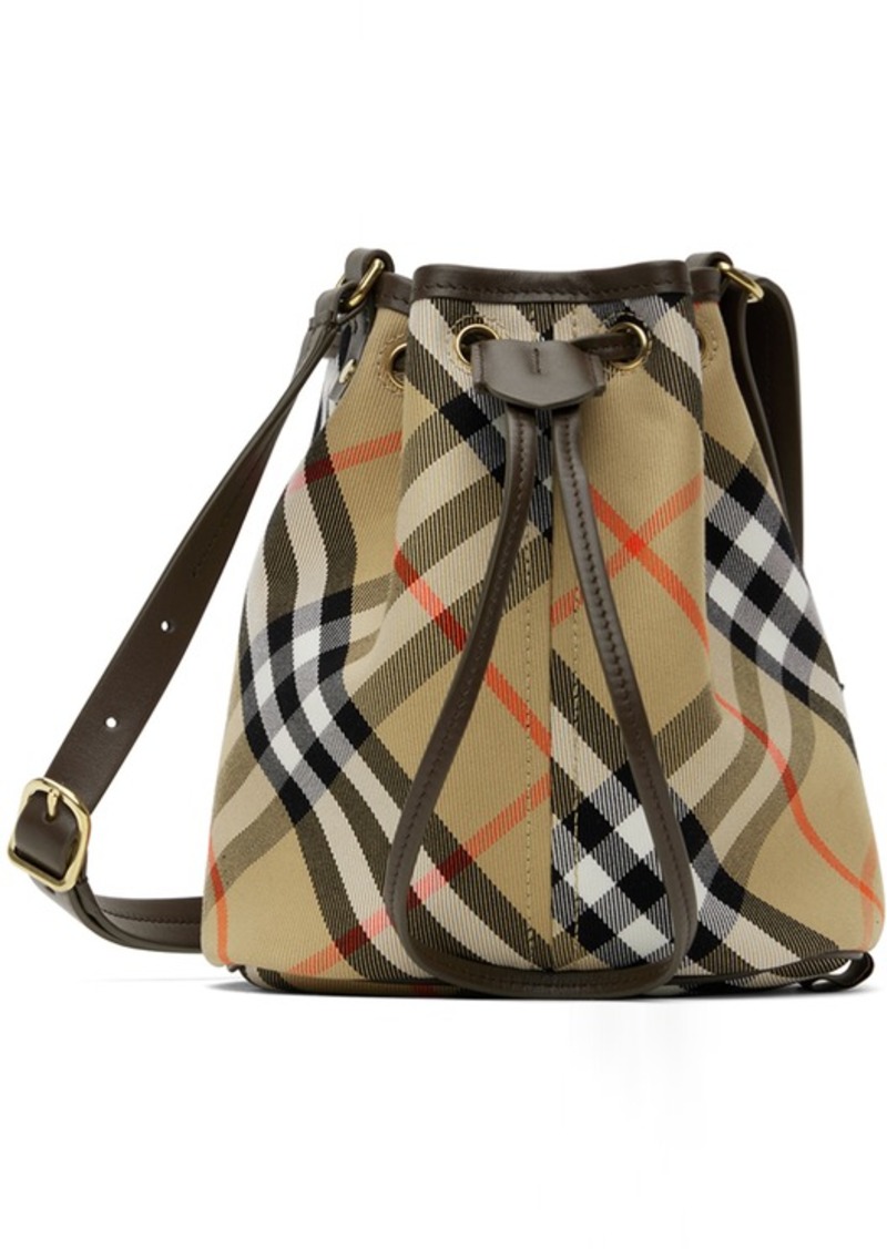 Burberry Beige Drawstring Check Bag