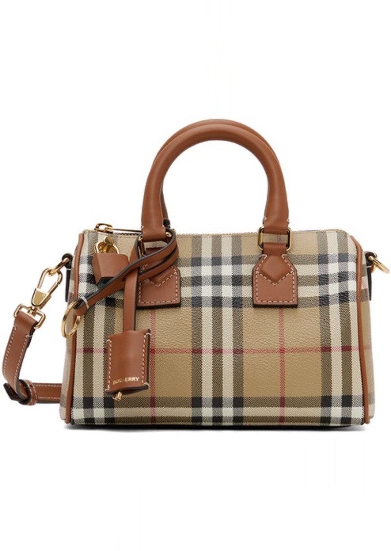 Burberry Beige Mini Check Bowling Bag