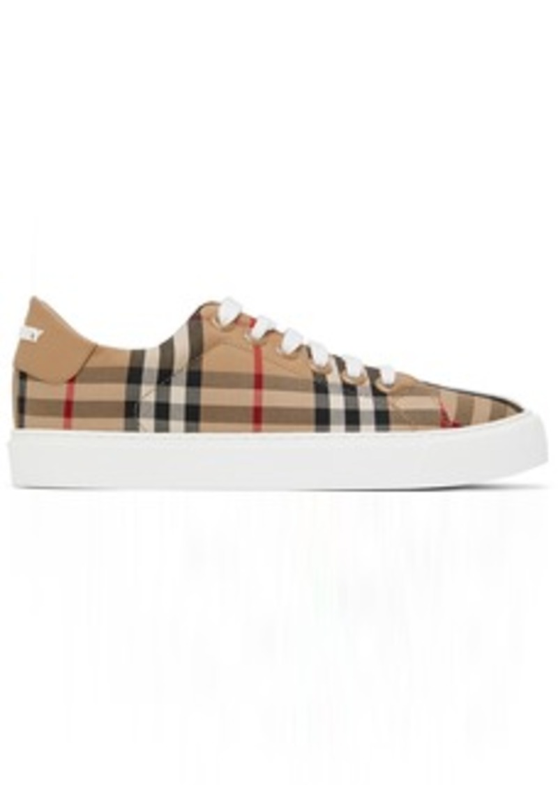 Burberry Beige New Albridge Check Sneakers