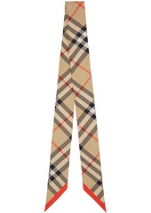 Burberry Beige Skinny Check Silk Scarf