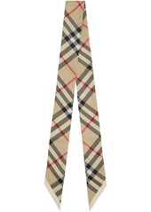 Burberry Beige Skinny Check Silk Scarf