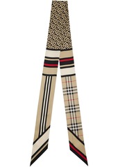 Burberry Beige Skinny Montage Silk Scarf