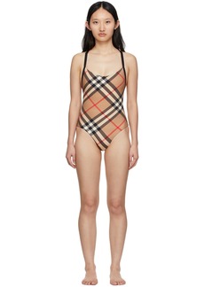 Burberry Beige Vintage Check One-Piece Swimsuit