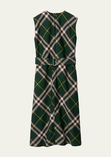 Burberry Belted Check Midi Dress