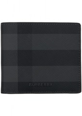 Burberry Black & Gray Check Bifold Coin Wallet