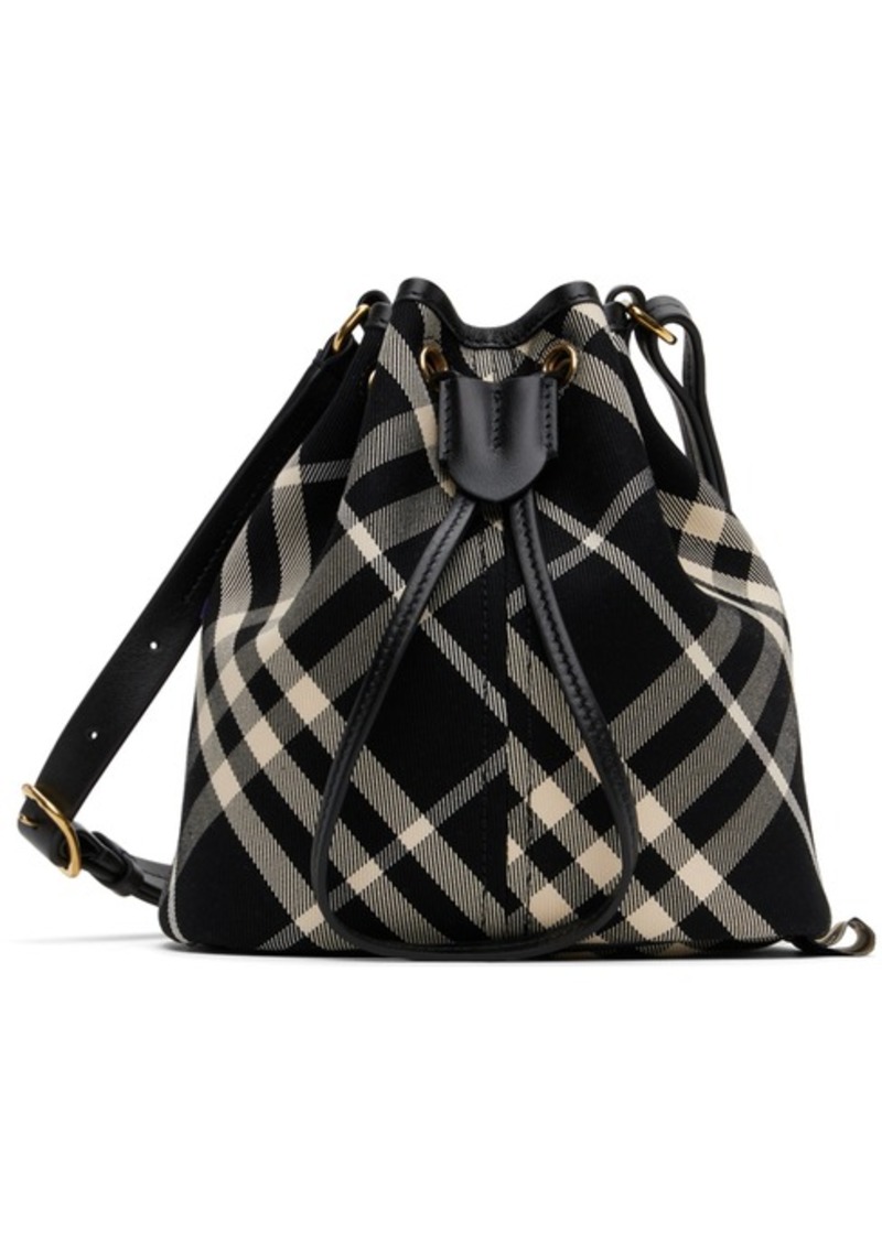 Burberry Black & Off-White Mini Check Bucket Bag