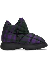 Burberry Black & Purple Check Pillow Boots