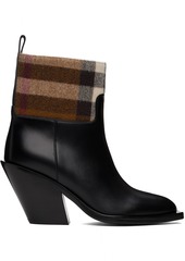 Burberry Black Check Panel Boots