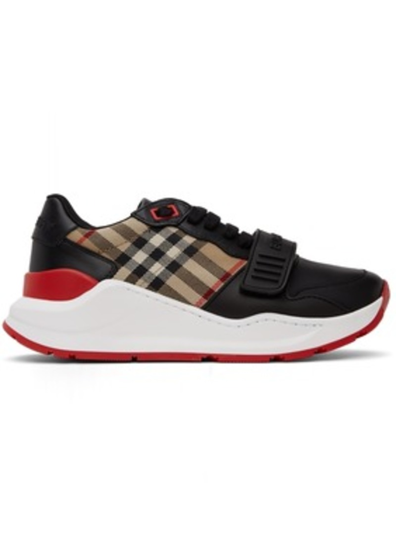 Burberry Black Leather Vintage Check Sneakers