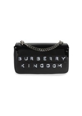Burberry Black Patent Leather Tape Print Small Lola Bag
