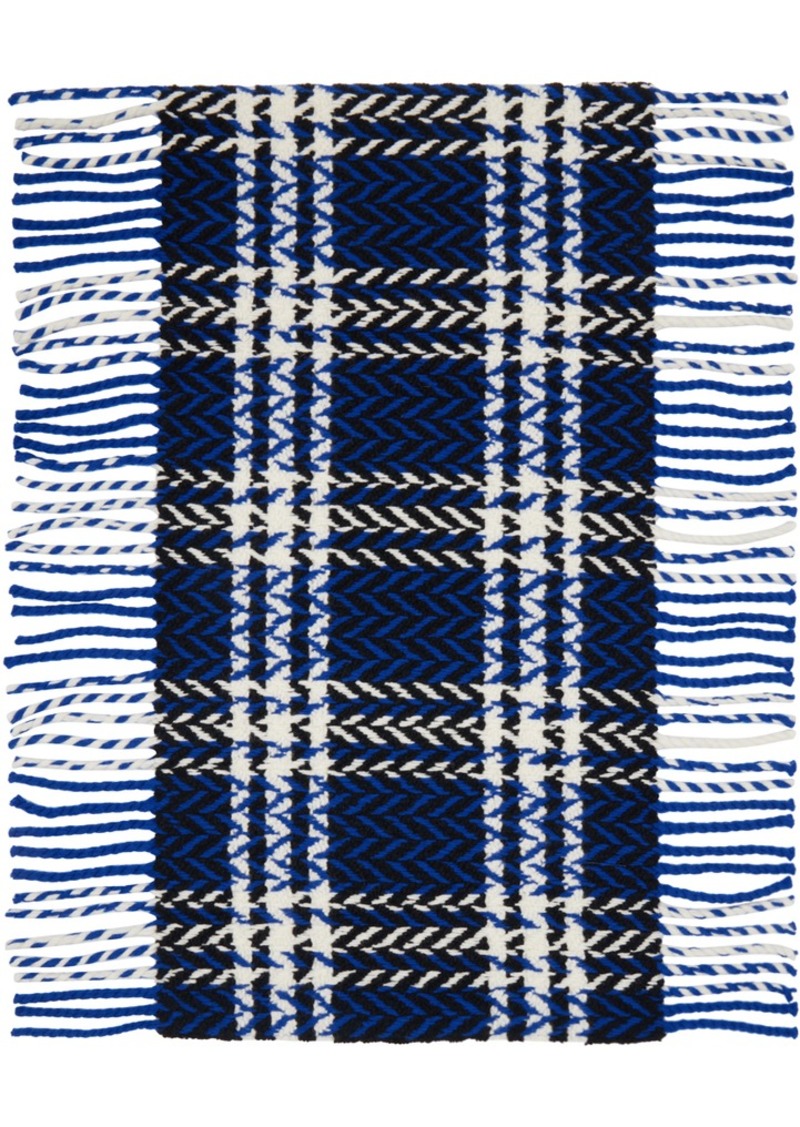 Burberry Blue & Black Check Wool Scarf