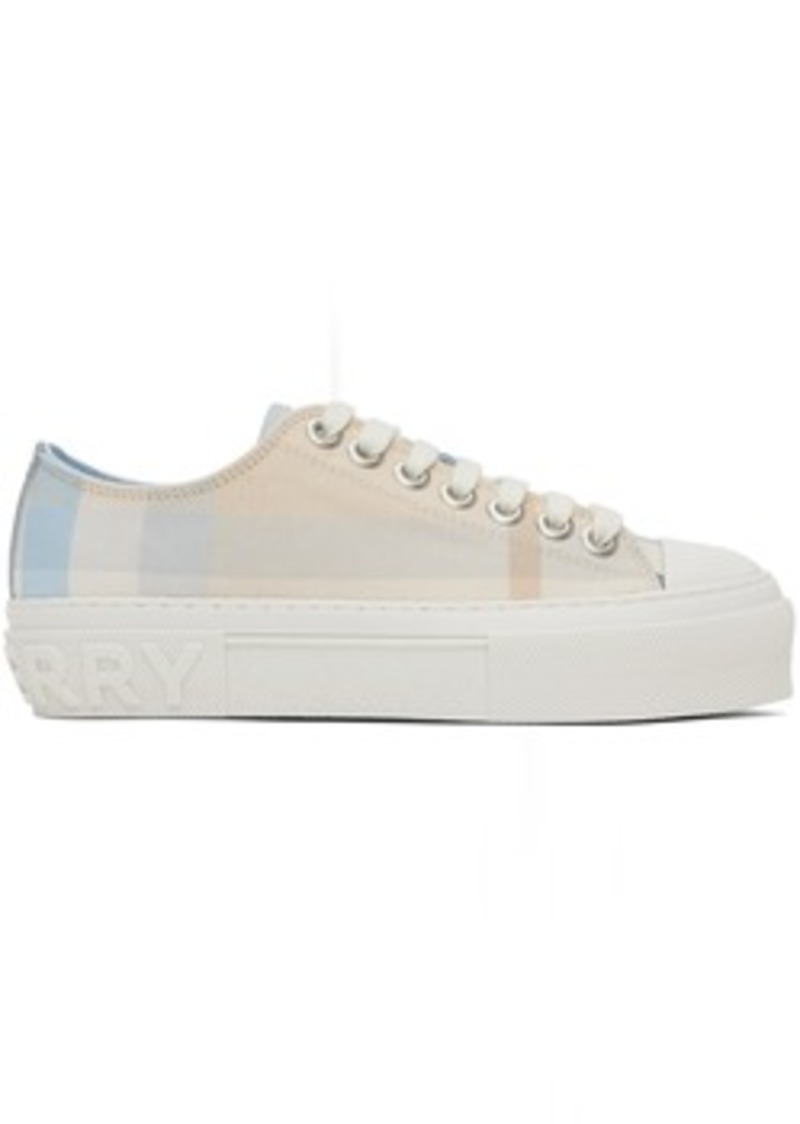 Burberry Blue & Off-White Check Sneakers