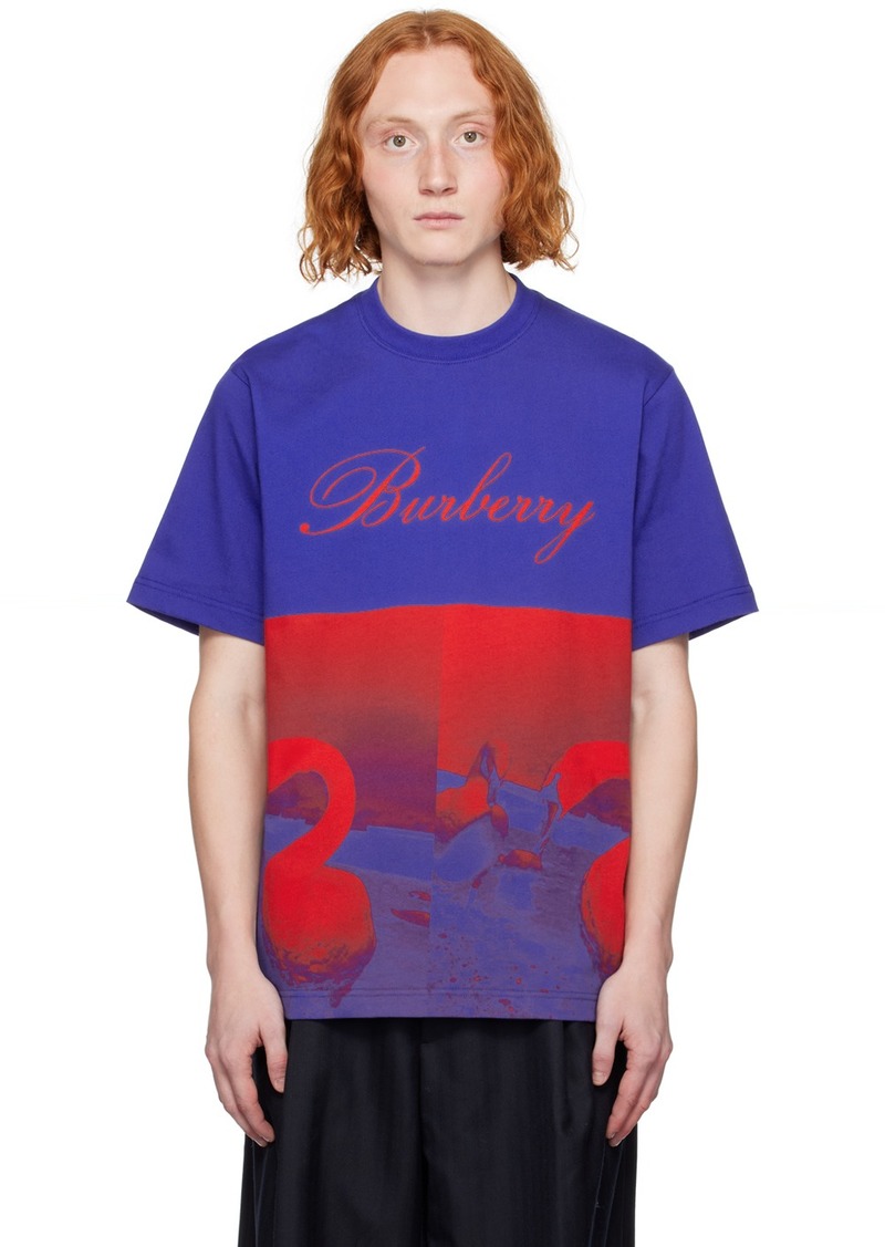 Burberry Blue & Red Swan T-Shirt