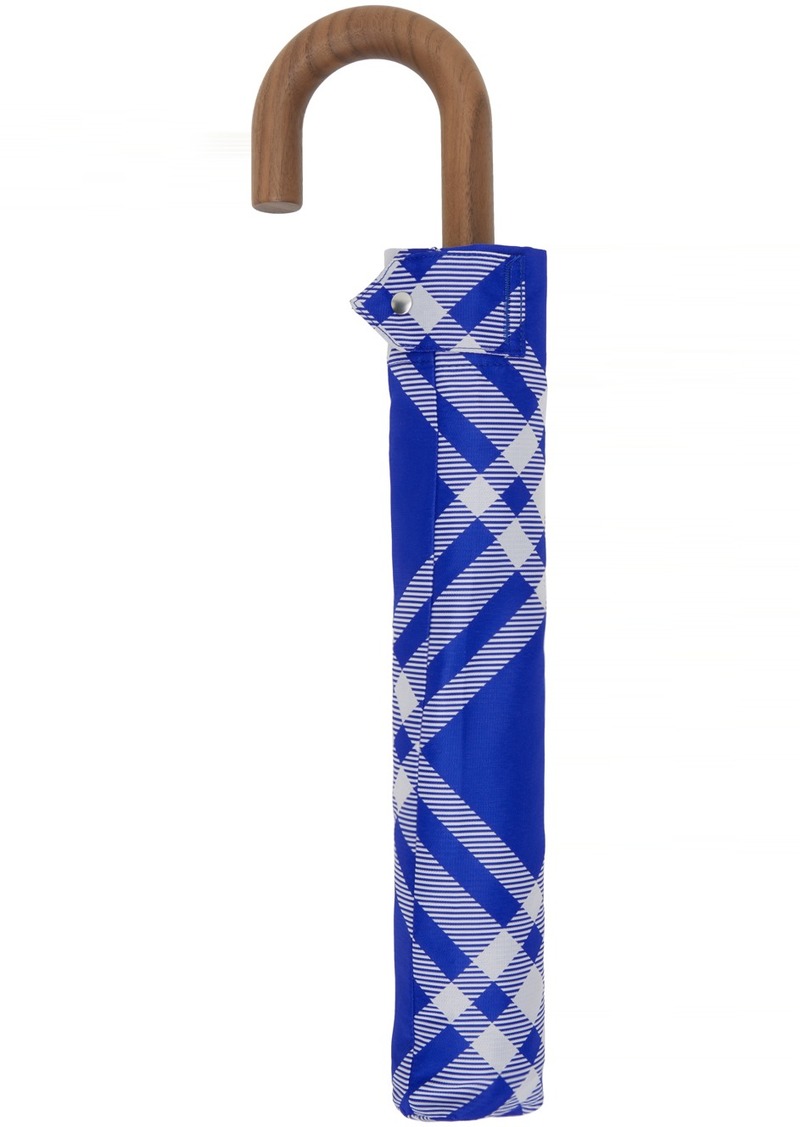 Burberry Blue & White Check Folding Umbrella