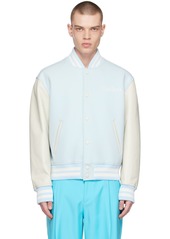 Burberry Blue & White Globe Bomber Jacket