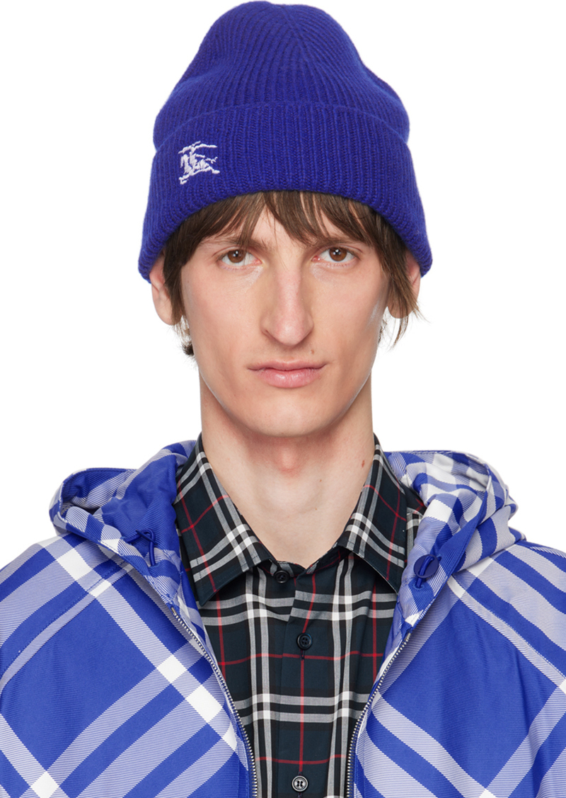 Burberry Blue Ribbed Cashmere Beanie