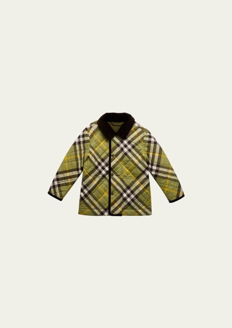 Burberry Boy's Grayson Check Quilted Jacket  Size 3-14
