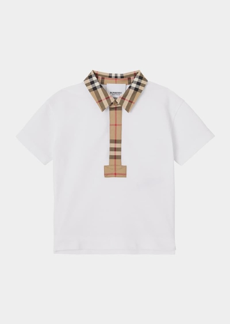 Burberry Boy's Johane Micro Check Polo Shirt  Size 6M-2