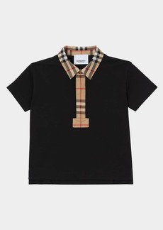Burberry Boy's Johane Micro Check Polo Shirt  Size 6M-2