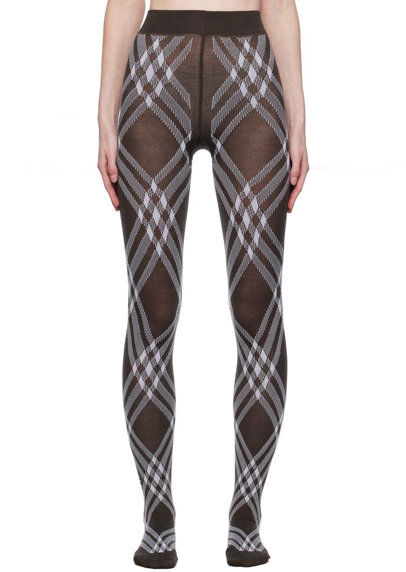 Burberry Brown & White Check Tights