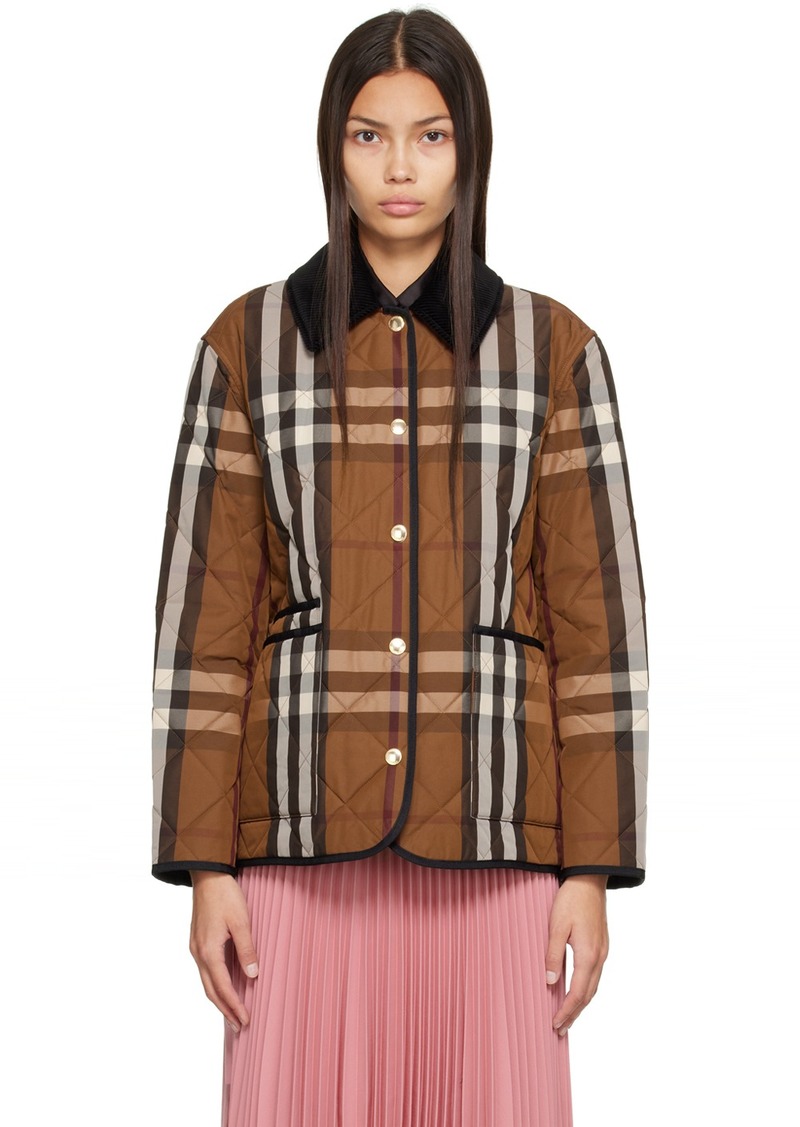 Burberry Brown Check Diamond Quilted Jacket