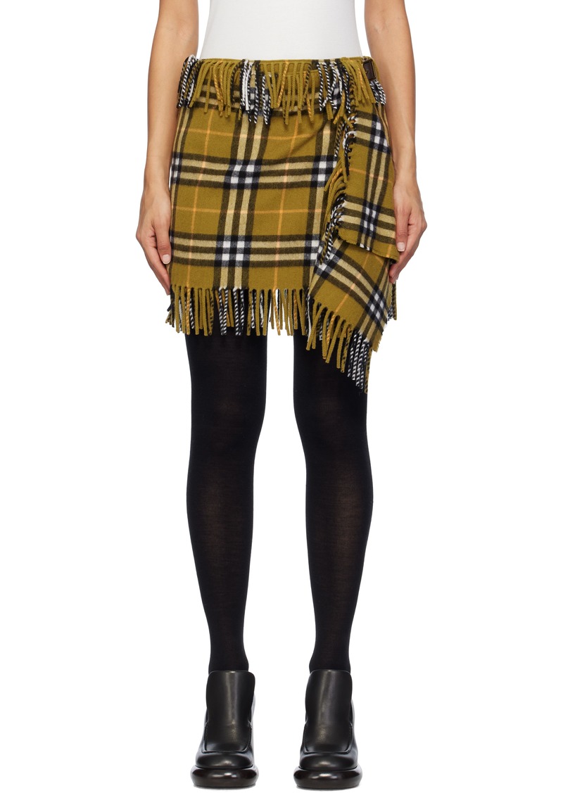 Burberry Brown Check Wool Cashmere Scarf Miniskirt