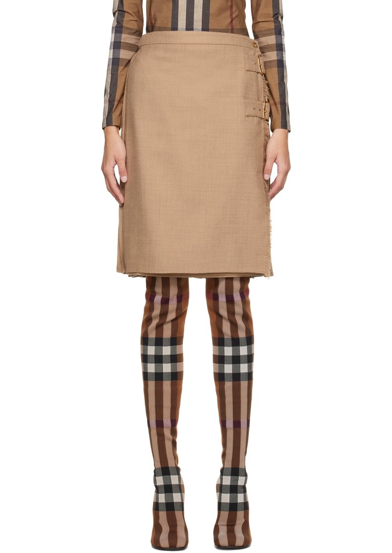 Burberry Brown Pleated Midi Skirt