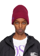 Burberry Burgundy Ribbed Cashmere Beanie