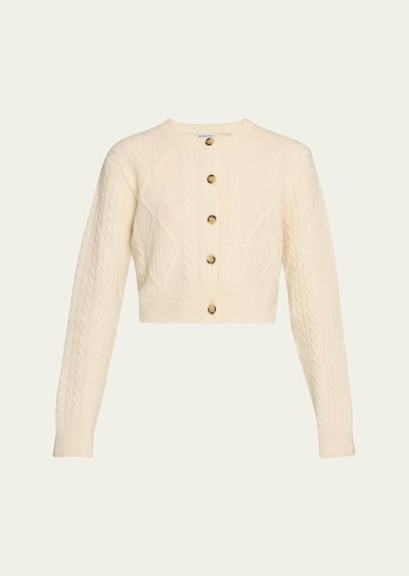 Burberry Cable Alpaca Cropped Cardigan Sweater