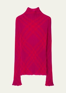 Burberry Check Knit Turtleneck Sweater