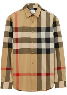 BURBERRY Check motif cotton shirt